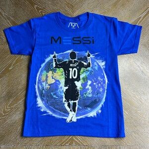 MESSI Kids Cobalt Blue Messi GOAT Football Soccer Print Tee M